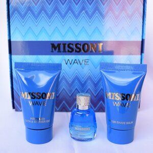 Missoni Wave EDT Gift Set-Mini 5ml&Shower Gel &After Shave 2x25ml-3pc-BOXED-NEW